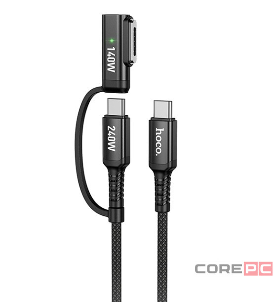 Usb Кабель-зарядка Hoco U142 2в1 Type-C на Type-C/MAG3 140W/240W 1.8м черный