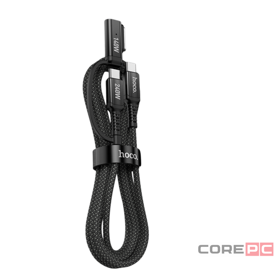 Usb Кабель-зарядка Hoco U142 2в1 Type-C на Type-C/MAG3 140W/240W 1.8м черный