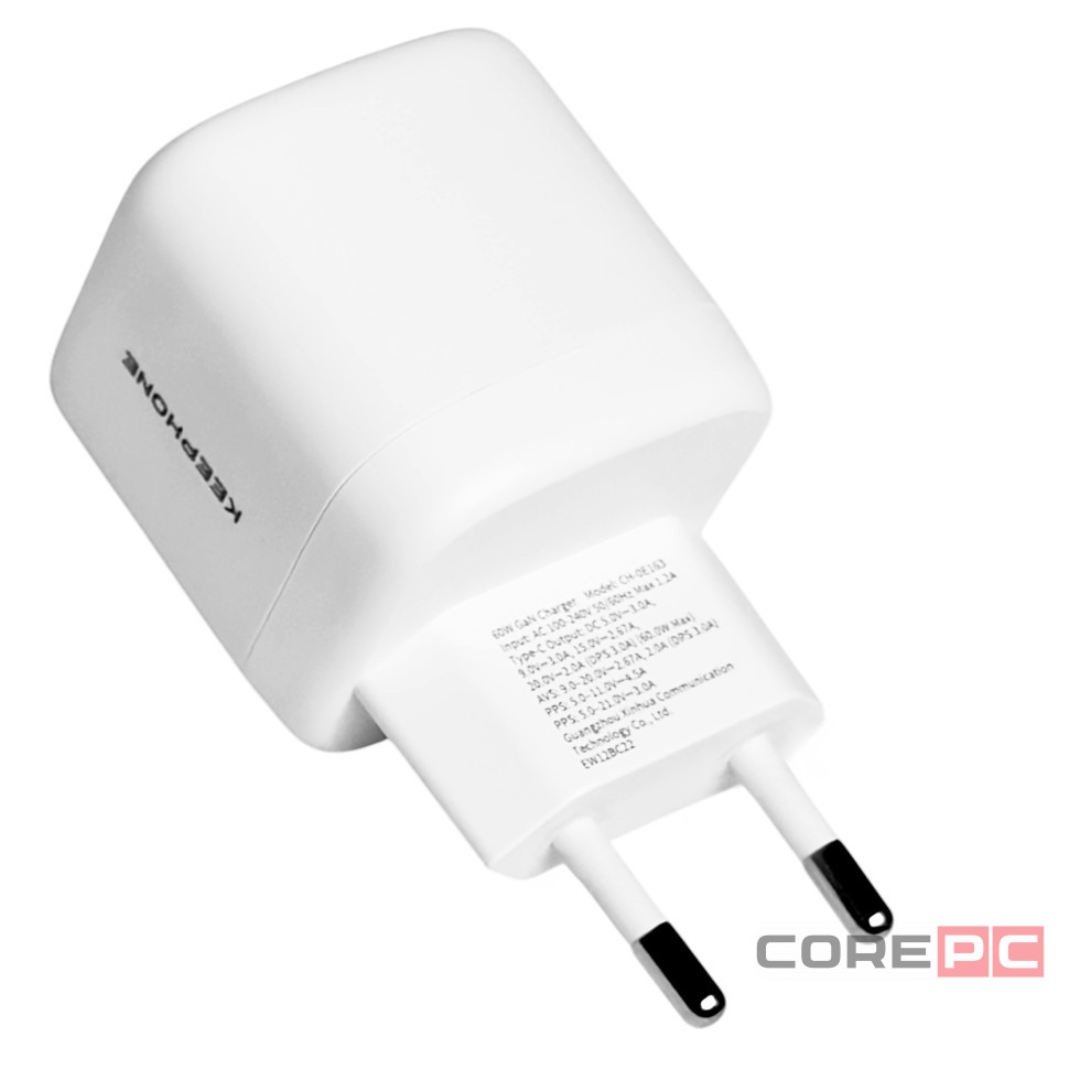 Сетевое зар. устр. Keephone Thomas KP-EB0112 1C 60W Gan с кабелем Type-C на Type-C белое