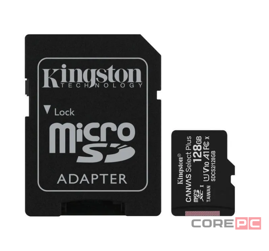 micro SDXC карта памяти Kingston 128 Class10 UHS-I Canvas Select Plus с адапт.(SDCS2/128GB)