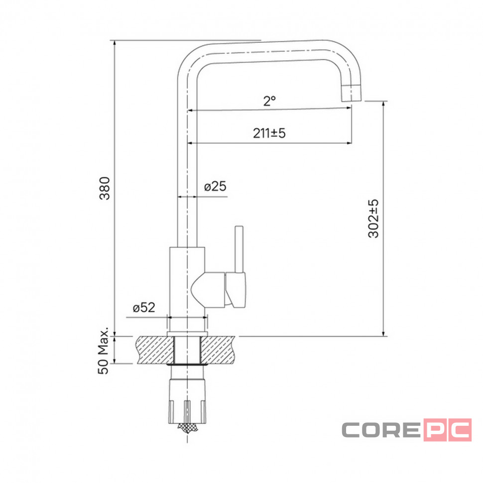 Смеситель для кухни Iddis K05STL0i05, рычажное управление, цвет сатин