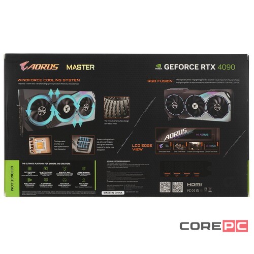 Видеокарта Gigabyte (GV-N4090AORUS M-24GD) GeForce RTX 4090 24GB AORUS MASTER