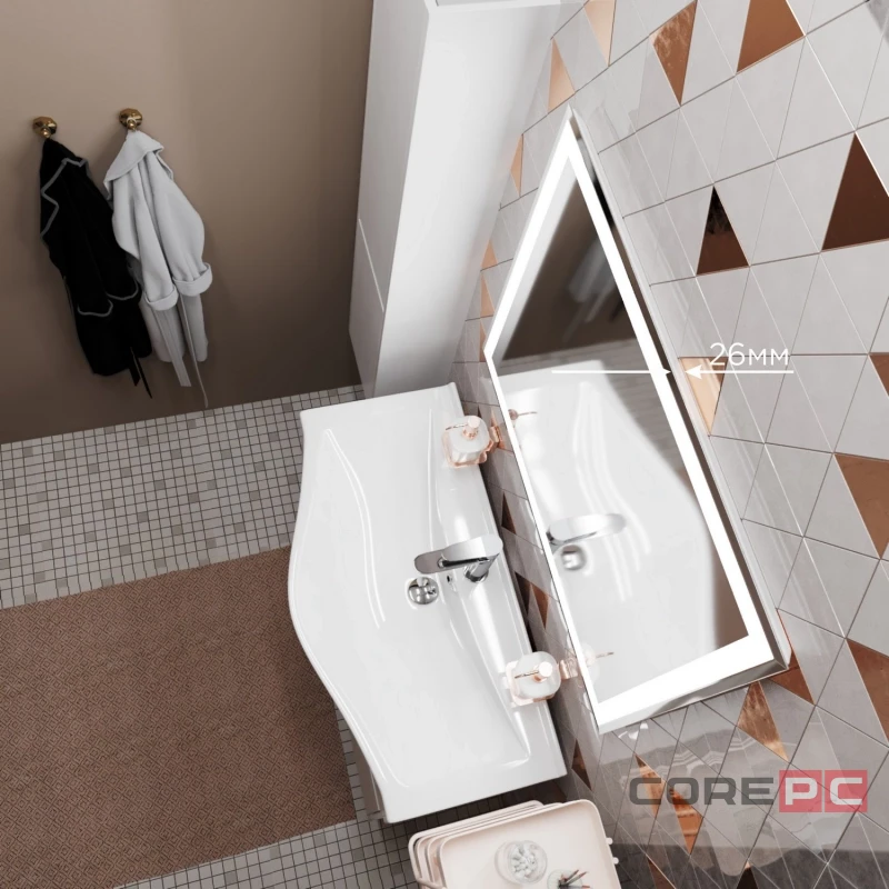 Зеркало MIXLINE Минио 800х700 (ШВ) сенсорный выключатель, светодиодная подсветка