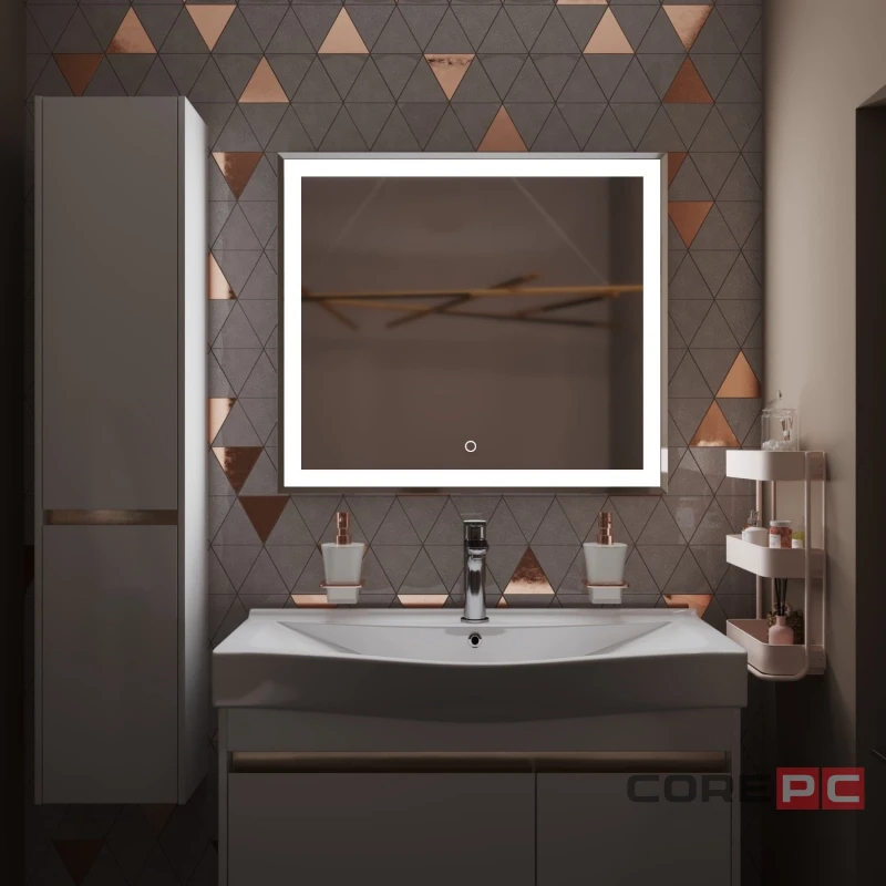 Зеркало MIXLINE Минио 800х700 (ШВ) сенсорный выключатель, светодиодная подсветка