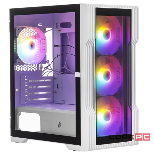 Компьютерный корпус 1STPLAYER TRILOBITE T3-G TG LED White (T3-G-WH-4F1-W)