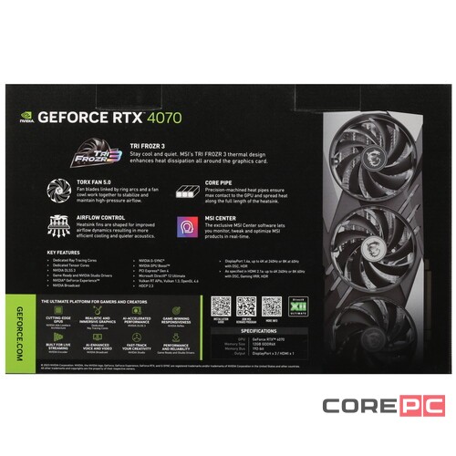 Видеокарта MSI (RTX 4070 GAMING X SLIM 12G) GeForce RTX 4070 12GB GAMING X SLIM