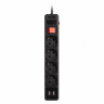 Сетевой фильтр c USB+Type C, 16А, 4 гнезда, c з/ш, с з/к, ПВС, 3 м, черный (SBSP-30C-K)
