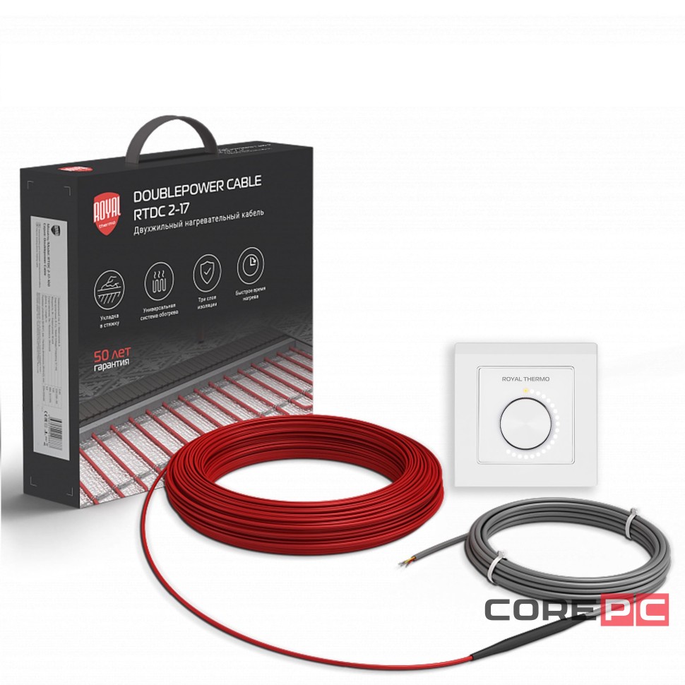 Кабель нагревательный Royal Thermo RTDC 2-17-100 с терморегулятором RTO-16