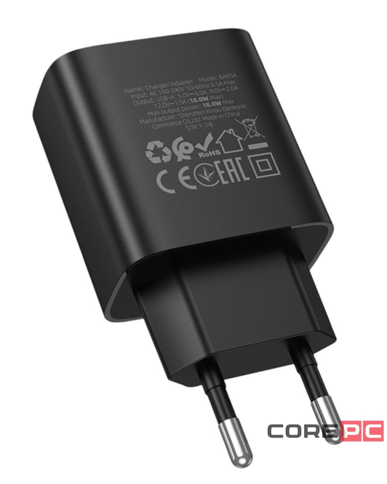 Сетевое зар. устр. Borofone BA95A 1USB QC3.0 3A LED черное
