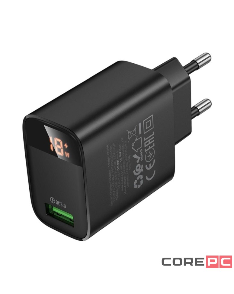 Сетевое зар. устр. Borofone BA95A 1USB QC3.0 3A LED черное