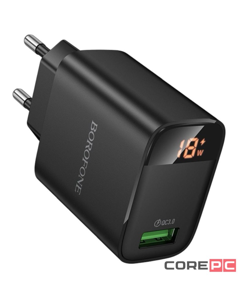 Сетевое зар. устр. Borofone BA95A 1USB QC3.0 3A LED черное