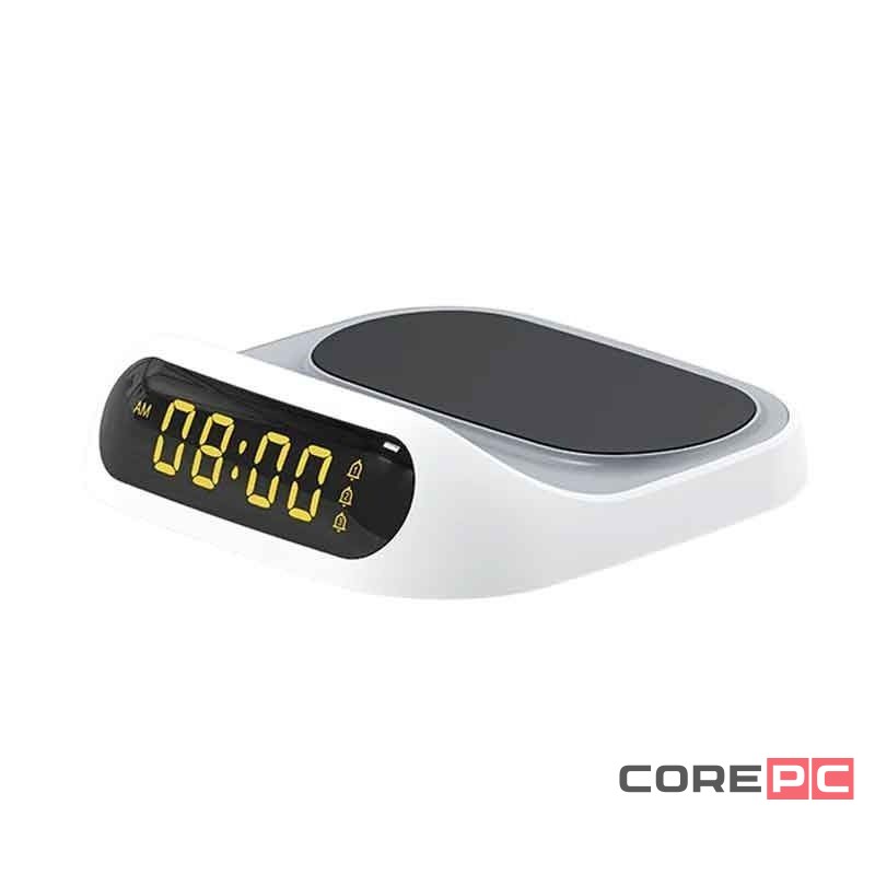 Беспроводное зарядное устройство + часы Recci RCW-22 15W белое