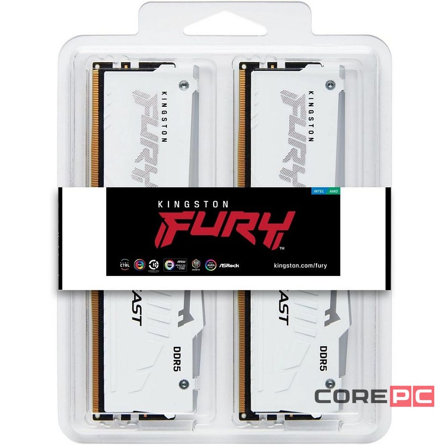 Оперативная память 32 Gb 6000 MHz Kingston FURY Beast RGB White (KF560C36BWE2AK2-32)