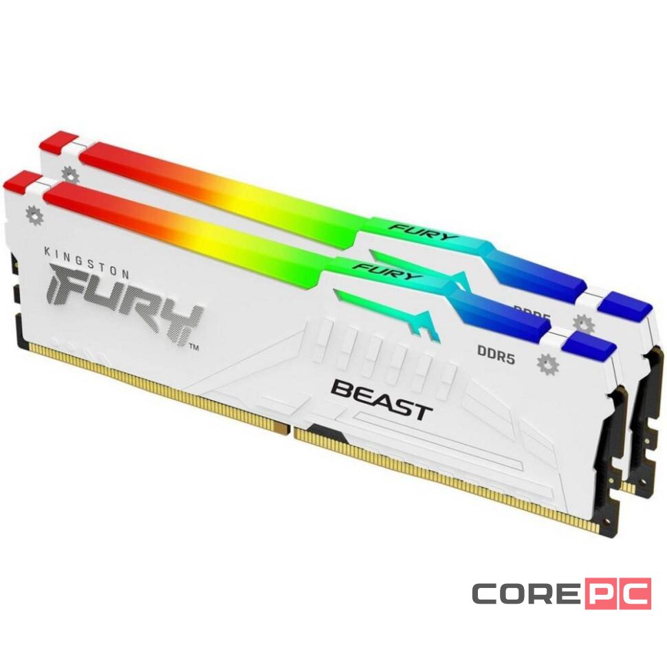 Оперативная память 32 Gb 6000 MHz Kingston FURY Beast RGB White (KF560C36BWE2AK2-32)