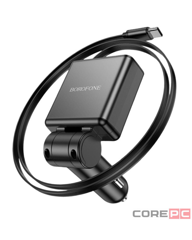 Автомобильное заряд. устр. Borofone BZ33 с выдвижным кабелем Type-C+1C 60W черное