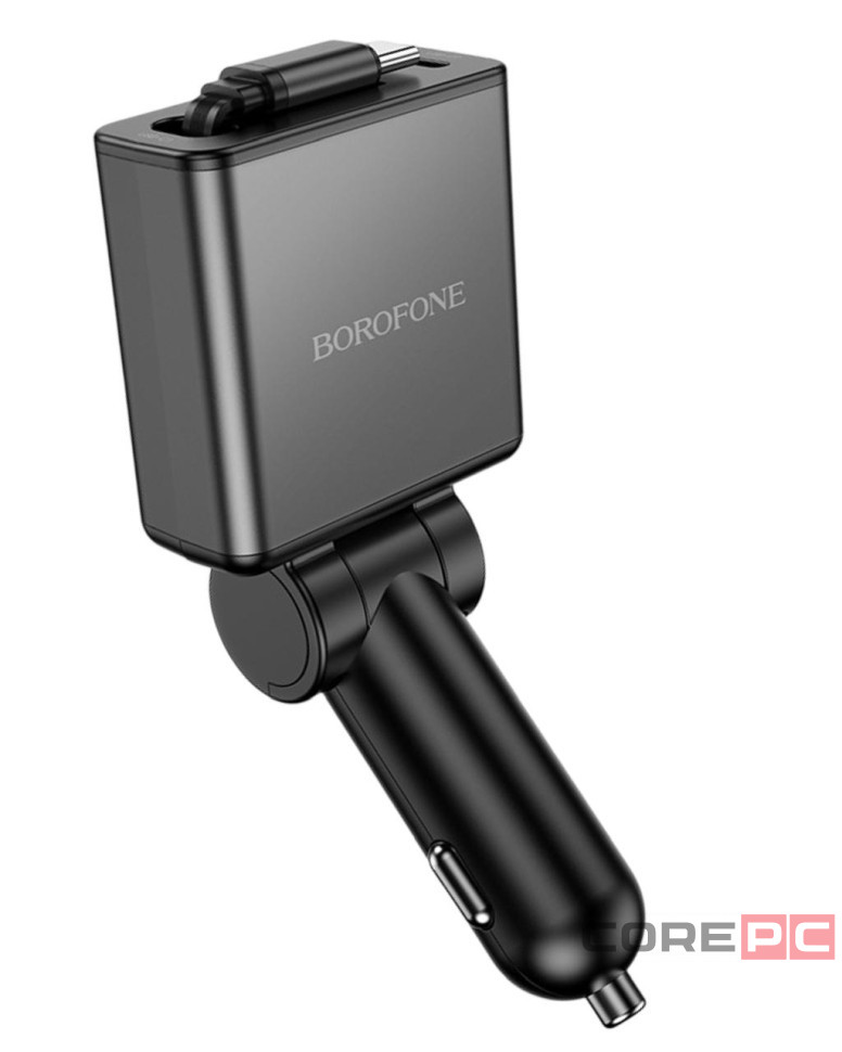 Автомобильное заряд. устр. Borofone BZ33 с выдвижным кабелем Type-C+1C 60W черное