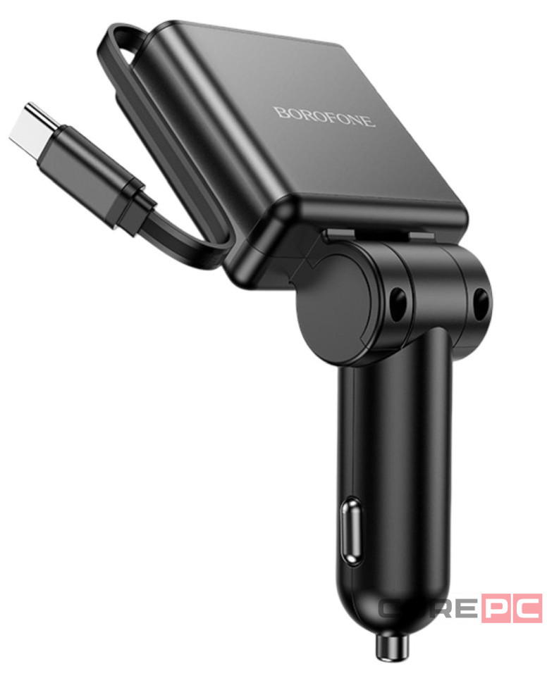 Автомобильное заряд. устр. Borofone BZ33 с выдвижным кабелем Type-C+1C 60W черное
