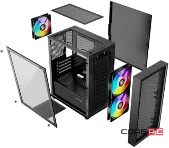 Компьютерный корпус XASTRA A305M TG 3FRGB Black (A305M-2FC14F-1FC12F)