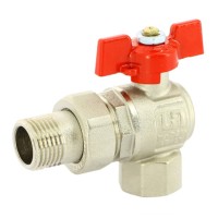 Кран угловой Uni-Fitt шаровой НВ 1quot; с разъемным соединением, полнопроходной, бабочка