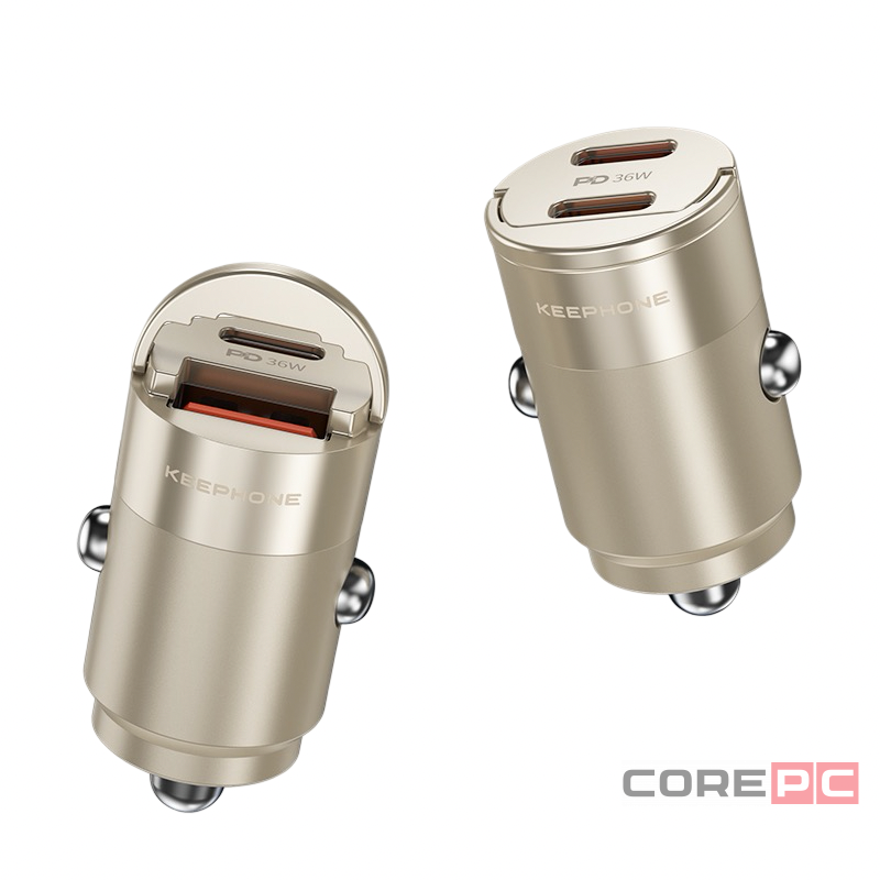 Автомобильное заряд. устр. Keephone Carvolt 2C 36W золотой