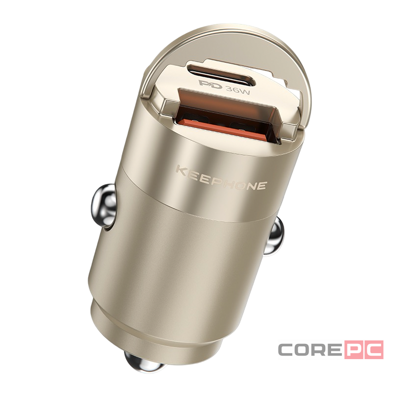 Автомобильное заряд. устр. Keephone Carvolt 2C 36W золотой