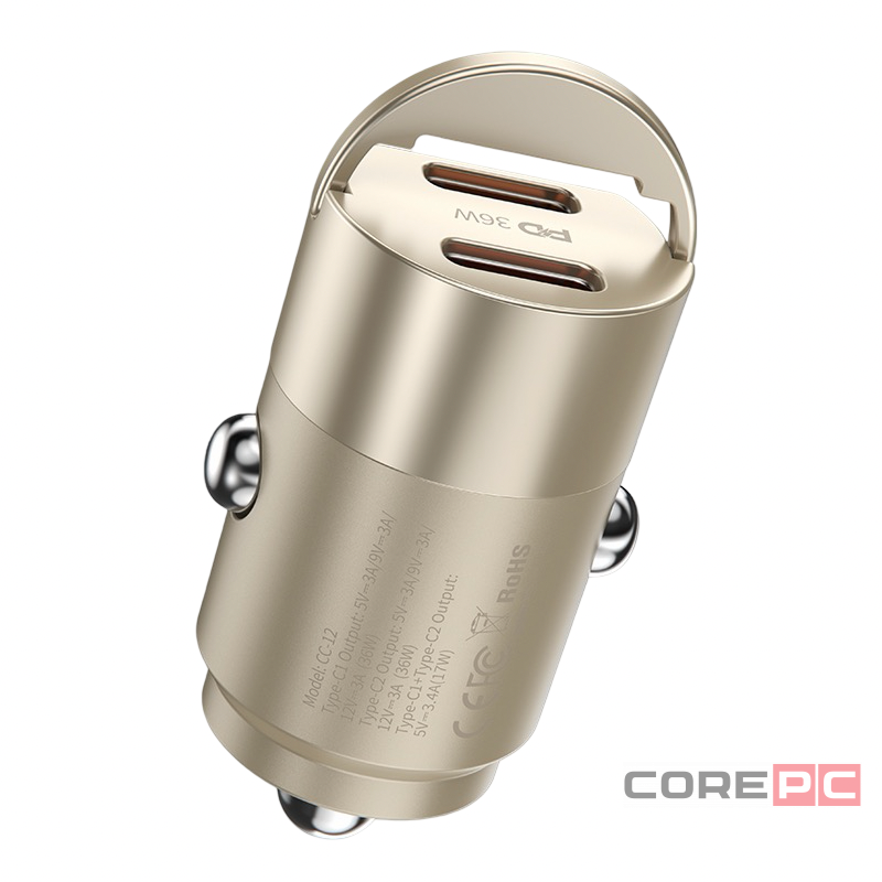Автомобильное заряд. устр. Keephone Carvolt 2C 36W золотой