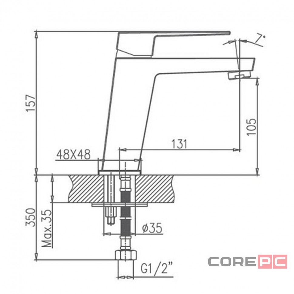 Смеситель для раковины Haiba HB10191, рычажное управление, цвет хром