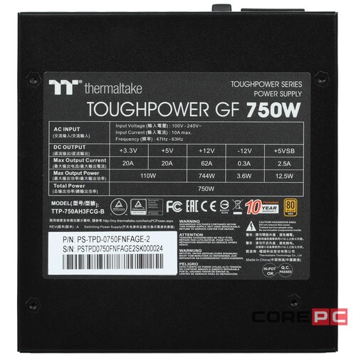 Блок питания Thermaltake 750W TOUGHPOWER 750 TTP-750AH3FCG-B (PS-TPD-0750FNFAGE-2)