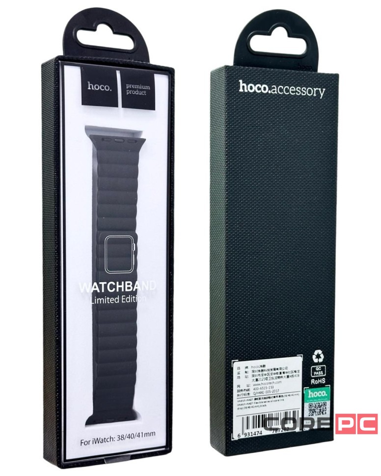 Сменный ремешок для Apple Watch 38/40/41мм Hoco WA07 черный