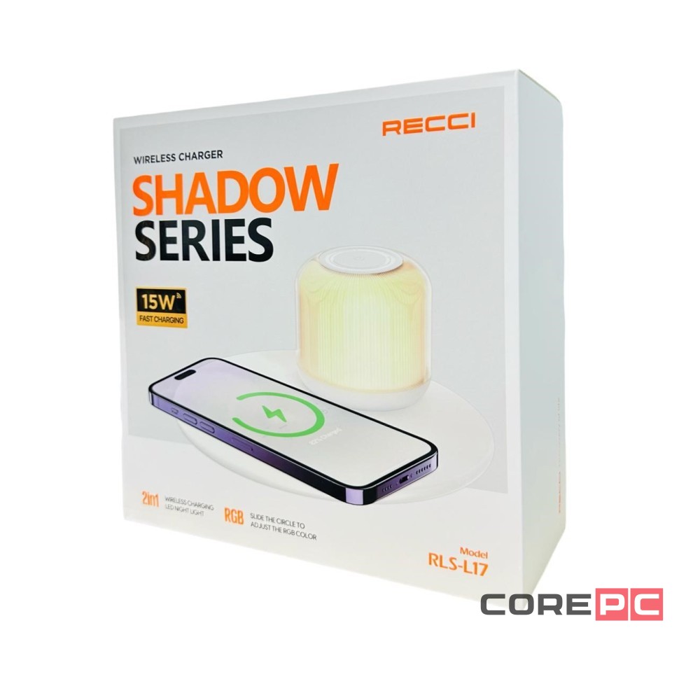 Беспроводное зарядное устройство + ночник Recci Shadow RLS-L17 15W белое