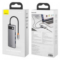 USB-C хаб Baseus Metal Gleam 6в1 3USB/HDMI/USB-C/Ethernet (CAHUB-CW0G) серый