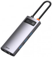 USB-C хаб Baseus Metal Gleam 6в1 3USB/HDMI/USB-C/Ethernet (CAHUB-CW0G) серый