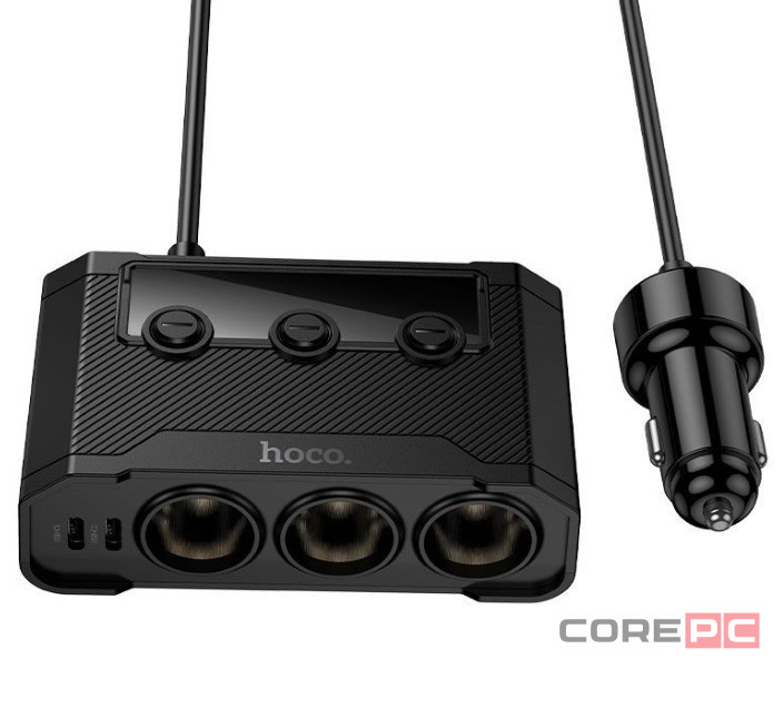Автомобильное заряд. устр. Hoco Z64 2USB/2C 240W с дисплеем черное