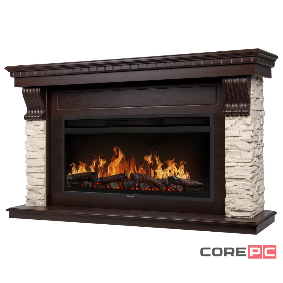 Каминокомплект: Очаг Electrolux EFP/P-4220LS, портал Michigan 42/40/36, камень мол., шп. тем. дуб