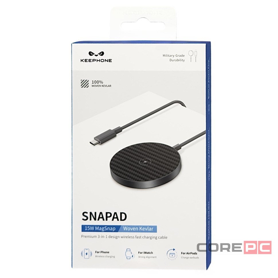 Беспроводное заряд. устр. 3в1 Keephone Snapad KPW-11 15W черное