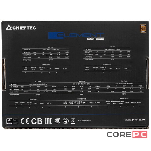 Блок питания Chieftec 600W ELEMENT ELP-600S