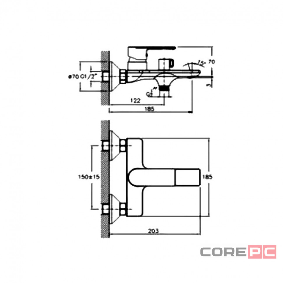 Смеситель для ванны Haiba HB60505-3, рычажное управление, цвет оружейная сталь
