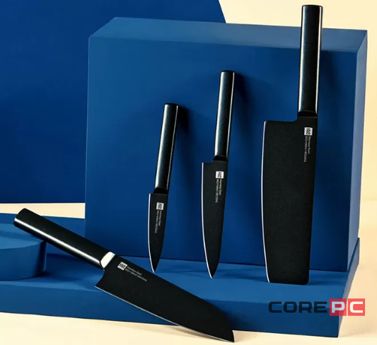 Набор ножей Xiaomi Huo Hou Heat Knife Set 4шт керамика (черный)