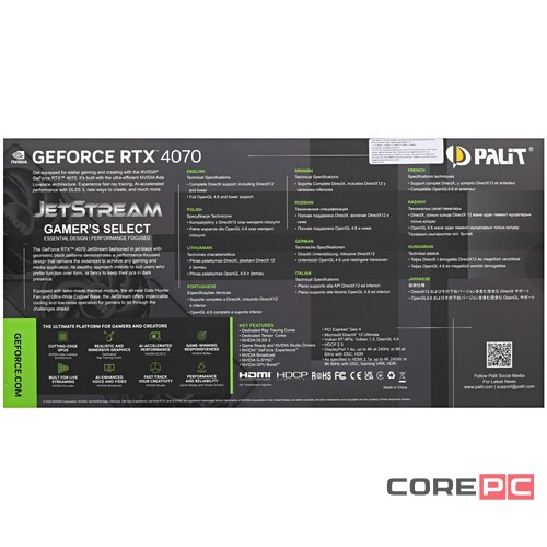 Видеокарта Palit (NED4070019K9-1047J) GeForce RTX 4070 12GB JETSTREAM