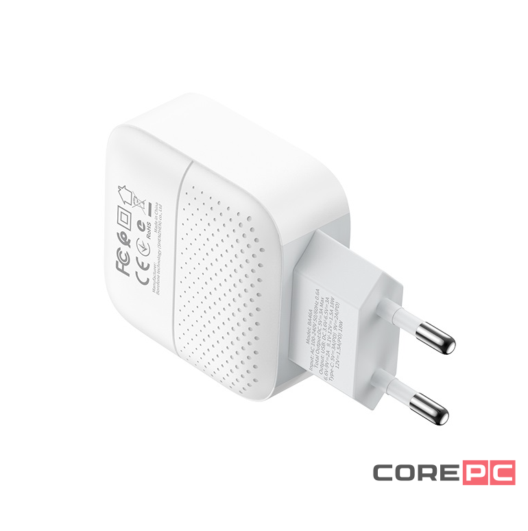 Сетевое зар. устр. Borofone BA46A 1USB/1C PD3.0/QC3.0 3A 18W белое