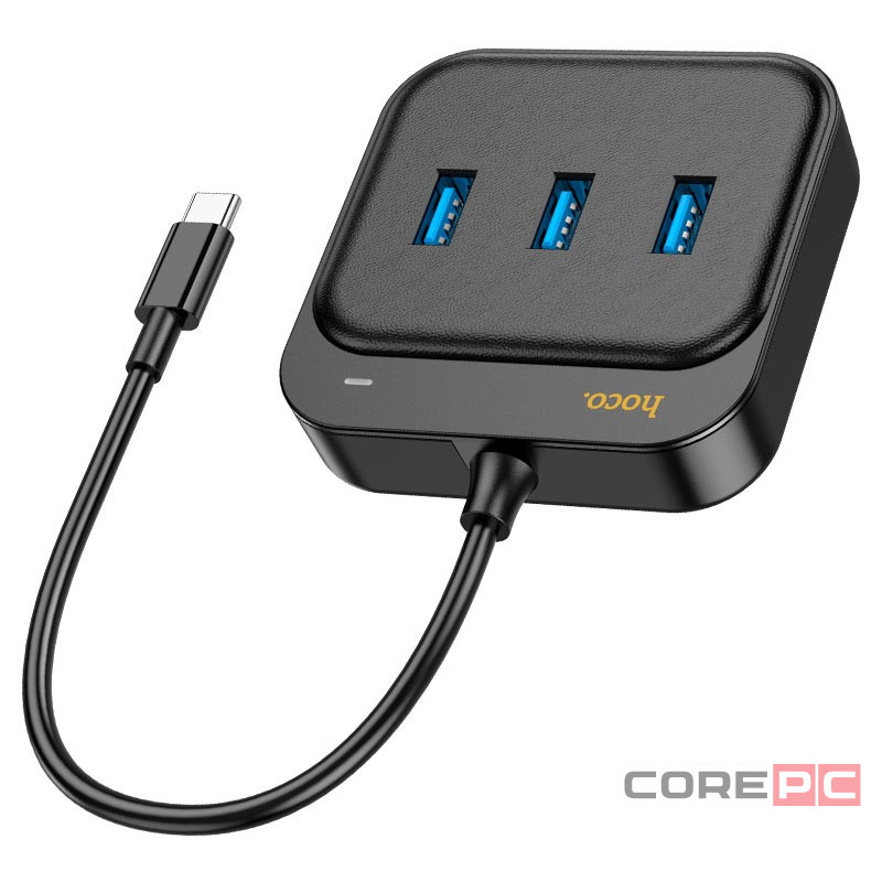 USB-С хаб Hoco HB35 3xUSB3.0/RJ45 0.2м черный
