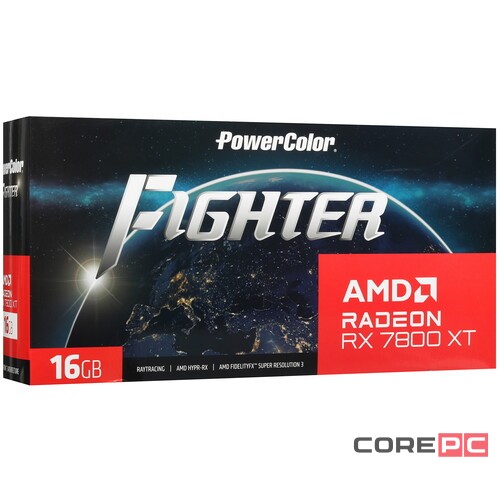 Видеокарта PowerColor (RX7800XT 16G-F/OC) Radeon RX 7800 XT 16GB Fighter OC