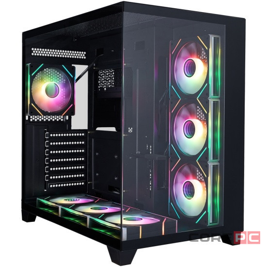 Компьютерный корпус 1STPLAYER MEGAVIEW MV8-TP ARGB Black (MV8-TP-BK-6FC7R-1FC7-HUB2)