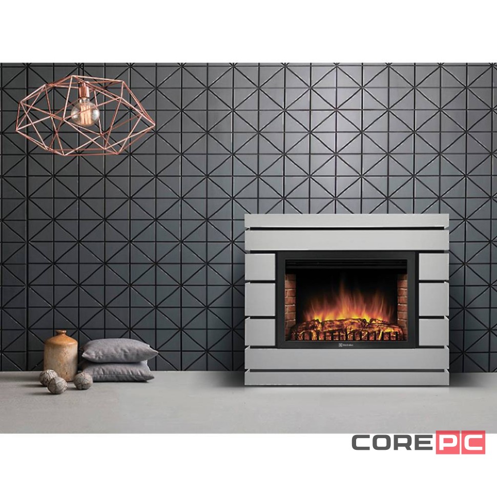 Каминокомплект: Очаг Electrolux EFP/P-3020LS N, портал Moderno 30 шпон белый дуб