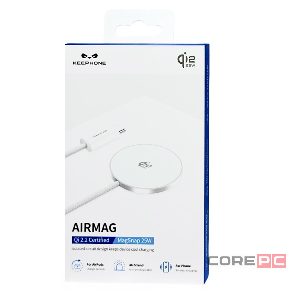 Беспроводное заряд. устр. 3в1 Keephone Airmag KPW-13 Qi2 25W белое