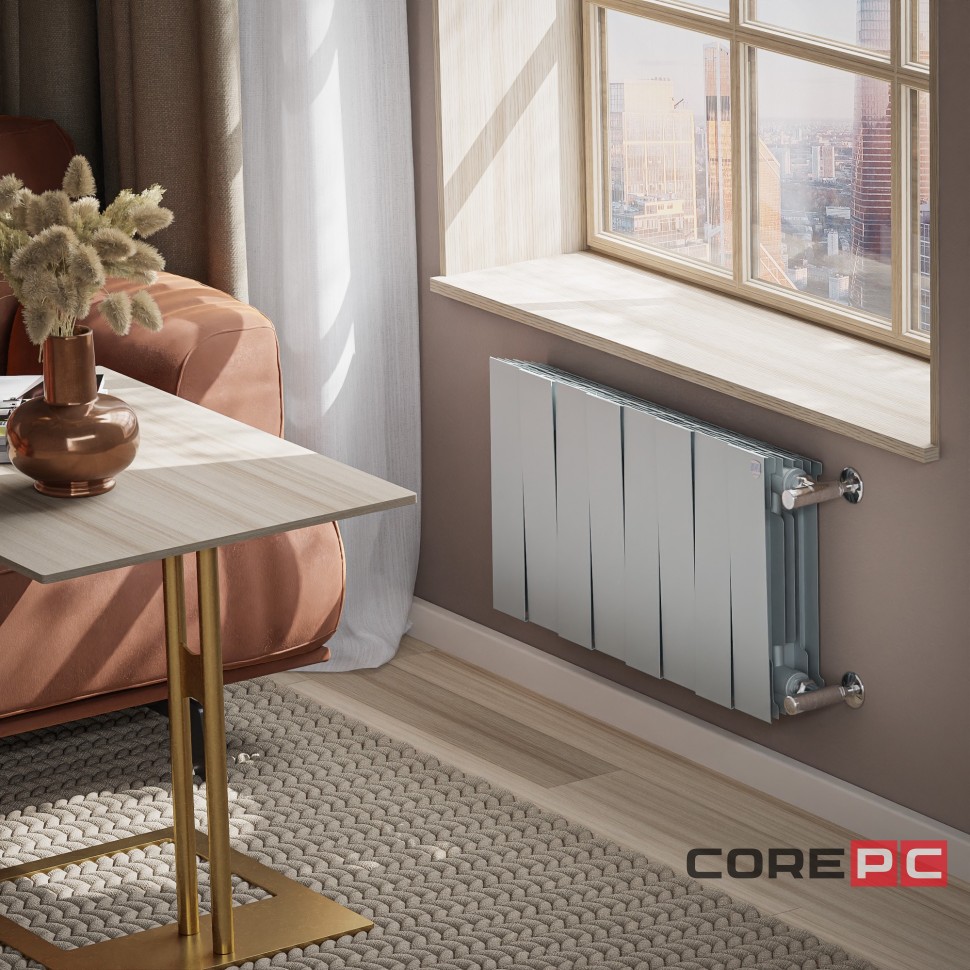 Радиатор биметаллический Royal Thermo PianoForte 300 Серебристый - 8 секц.