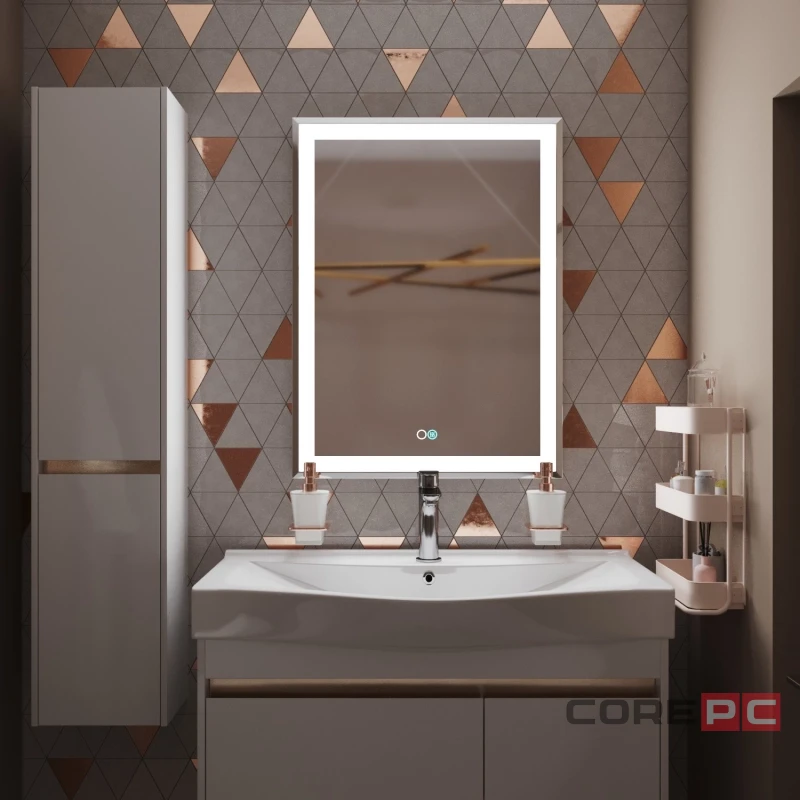 Зеркало MIXLINE Минио-2 600х800 (ШВ) сенсорный выключатель, светодиодная подсветка + подогрев