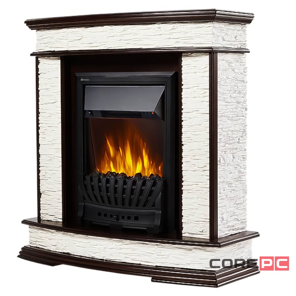 Портал Firelight Scala Classic камень сланец скалистый белый, шпон тёмный дуб