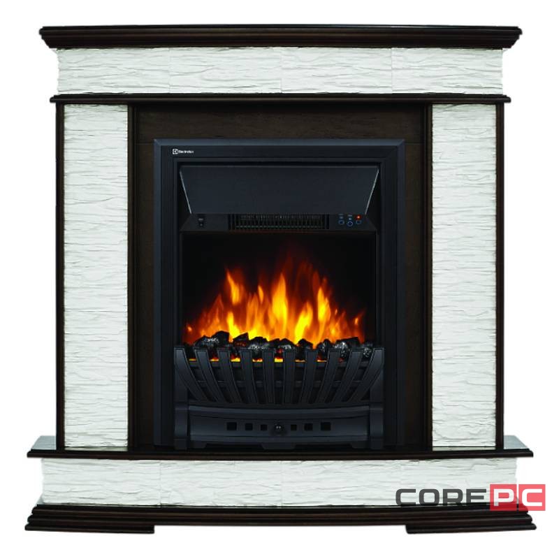 Портал Firelight Scala Classic камень сланец скалистый белый, шпон тёмный дуб