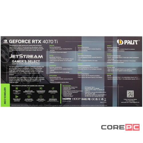 Видеокарта Palit (NED407T019K9-1043J) GeForce RTX 4070 Ti 12GB JETSTREAM